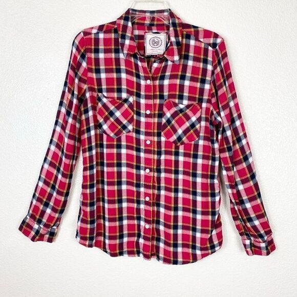 SO Kohls Red Plaid Button Up Shirt - Picture 3 of 5